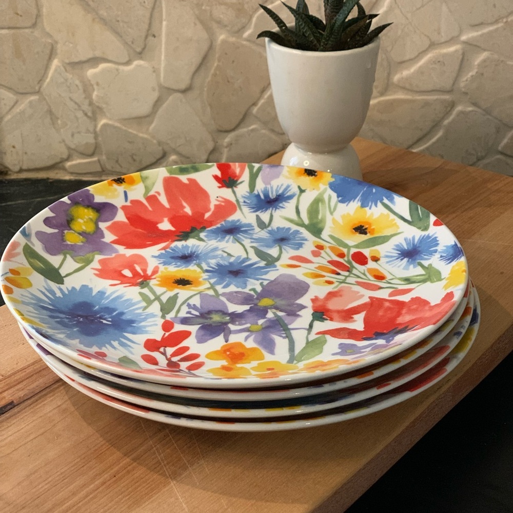 ABBOTT | Set of 4 | Bright Lime Light Floral Lunch Plates